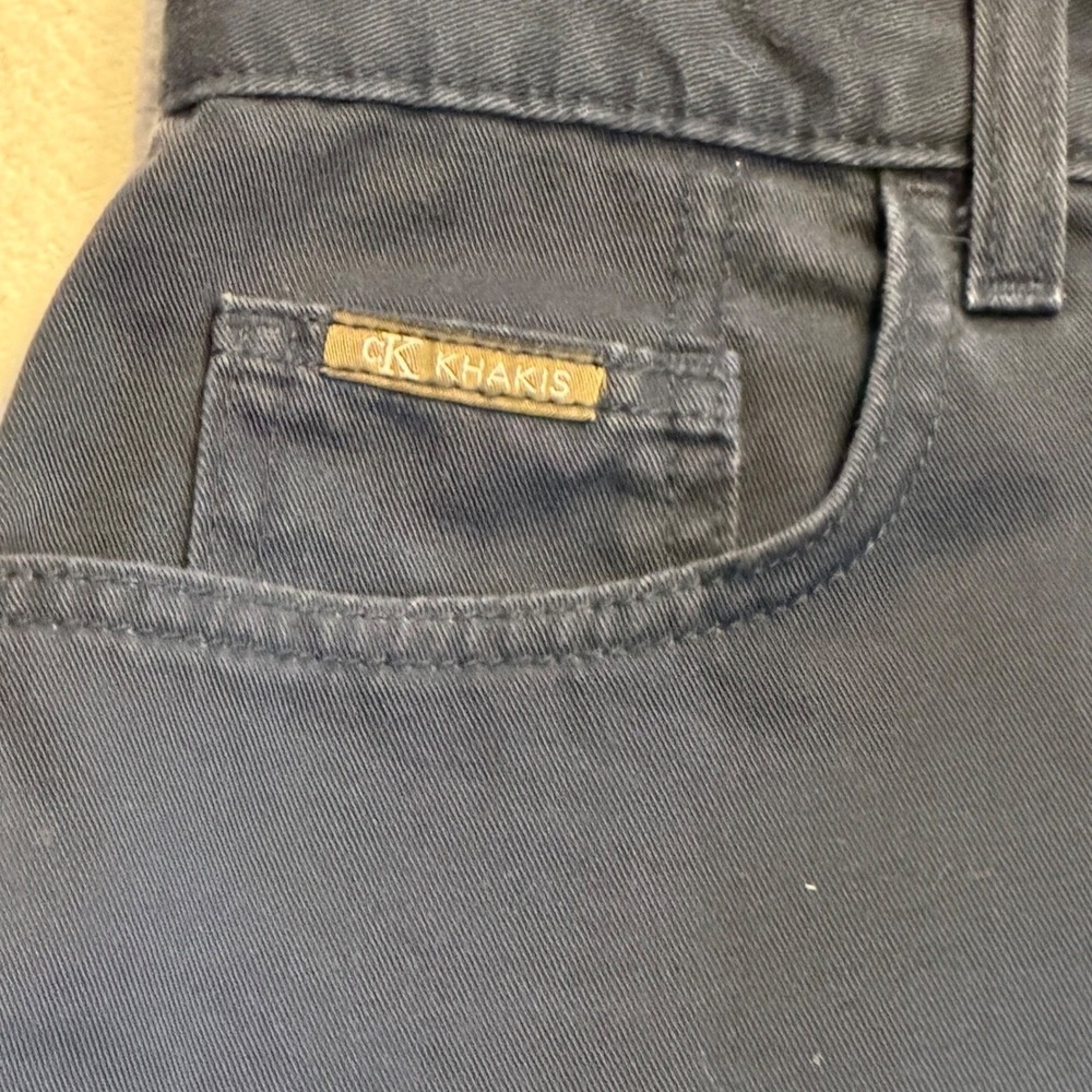Calvin Klein Mini Skirt CK Khakis Vintage Enzyme Wash Navy Size 10 90s Y2K Denim - Picture 4 of 9